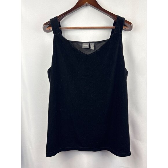 Women’s Chico’s 2XL Black Velvet Tank V-Neck Blouse - Picture 1 of 5